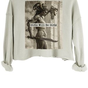 Stone Graphic Cropped Sweatshirt - Medusa
